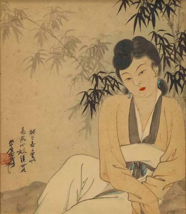 张大千（1899-1983）易安小姐 镜心 设色纸本 癸巳（1953年）作 64 × 32 cm
