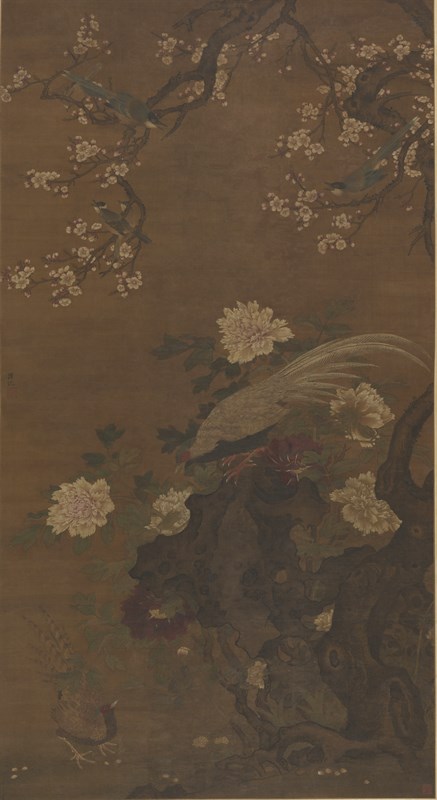     （明 ）吕纪《 牡丹白鹇图》， 184×99.8cm， 中国画， 中国美术馆藏