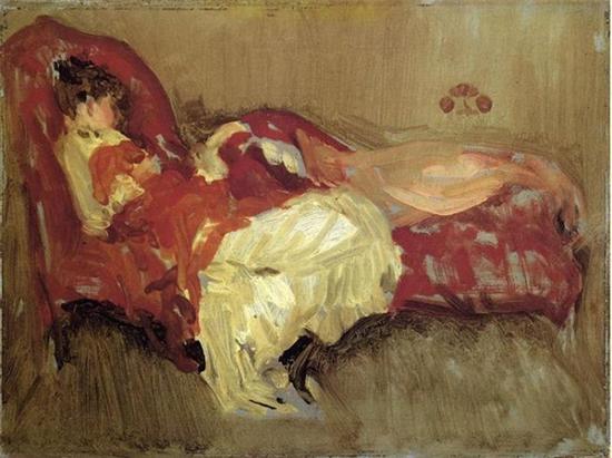 詹姆斯·惠斯勒，《红色音符：午睡》，1873-1875