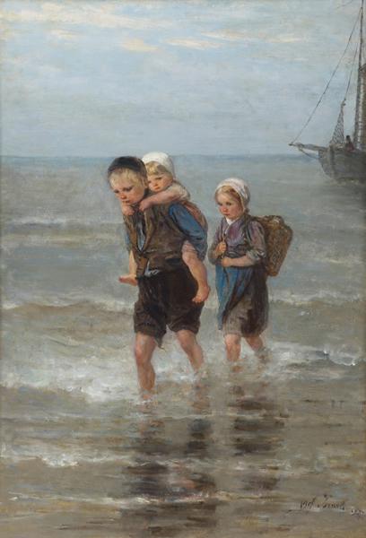 约瑟夫·以色列，《破浪中的孩子》，1877