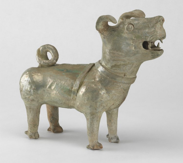 汉代绿釉陶犬，汉代犬的典型形象，大英博物馆藏